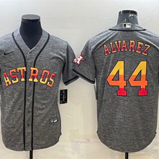 Men's Houston Astros #44 Yordan Alvarez Grey Cool Base Stitched Baseball Jersey
