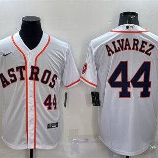 Men's Houston Astros #44 Yordan Alvarez White With Patch Cool Base Stitched Jersey