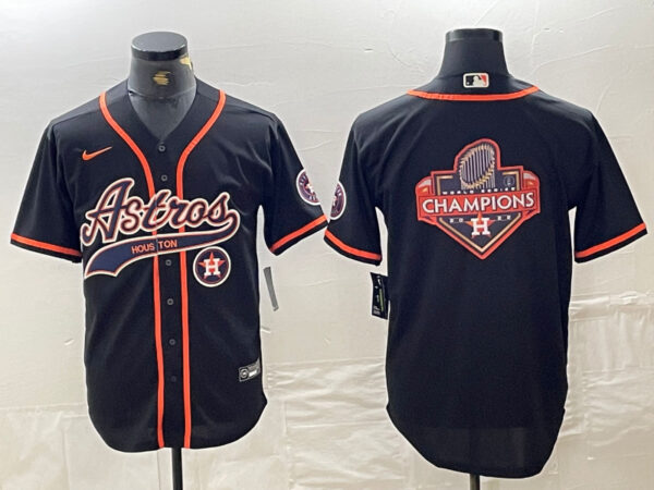 Men's Houston Astros Black Team Big Logo With Patch Cool Base Stitched Baseball Jerseys