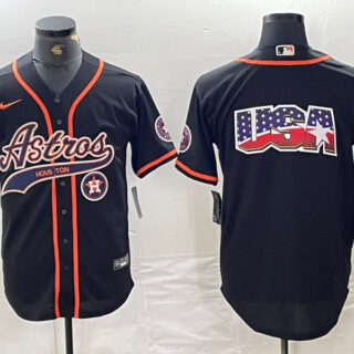 Men's Houston Astros Black Team Big Logo With Patch Cool Base Stitched Baseball Jerseys
