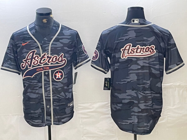 Men's Houston Astros Blank Gray Camo With Patch Cool Base Stitched Baseball Jersey
