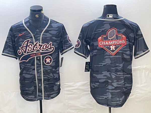 Men's Houston Astros Blank Gray Camo With Patch Cool Base Stitched Baseball Jersey