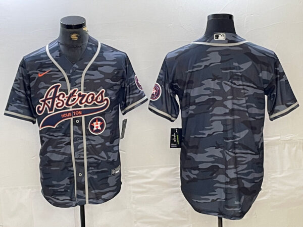 Men's Houston Astros Blank Gray Camo With Patch Cool Base Stitched Baseball Jersey