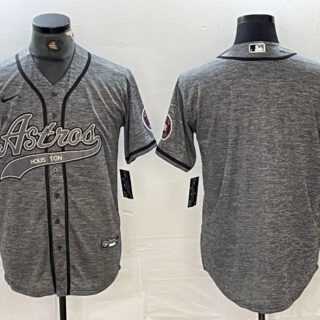 Men's Houston Astros Blank Grey With Patch Cool Base Stitched Baseball Jersey