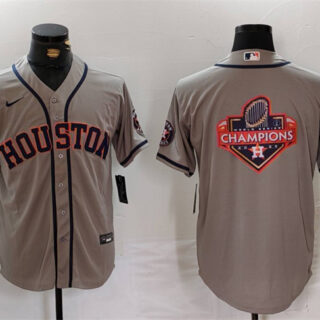 Men's Houston Astros Gray Team Big Logo With Patch Cool Base Stitched Baseball Jerseys