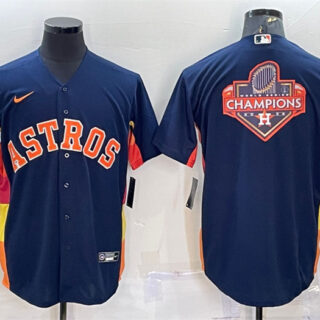 Men's Houston Astros Navy 2022 World Series Champions Team Big Logo Cool Base Stitched Jersey