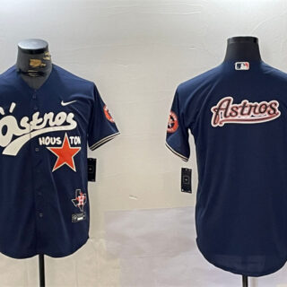 Men's Houston Astros Navy Team Big Logo Cactus Jack Style Vapor Premier Limited Stitched Baseball Jerseys
