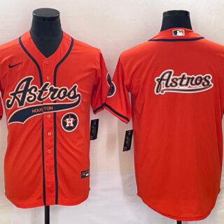 Men's Houston Astros Orange Team Big Logo With Patch Cool Base Stitched Baseball Jersey 1