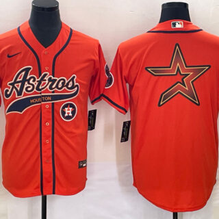 Men's Houston Astros Orange Team Big Logo With Patch Cool Base Stitched Baseball Jersey 2