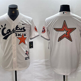 Men's Houston Astros Team Big Logo Cream Cactus Jack Vapor Premier Limited Stitched Baseball Jersey 3
