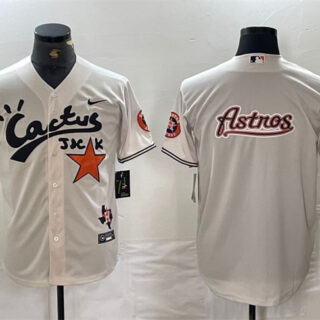 Men's Houston Astros Team Big Logo Cream Cactus Jack Vapor Premier Limited Stitched Baseball Jerseys 1