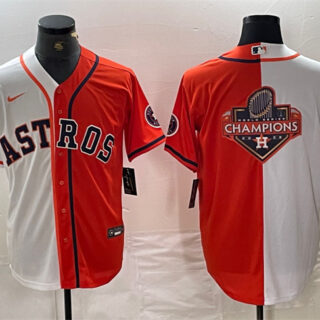 Men's Houston Astros White Orange Split Team Big Logo With Patch Cool Base Stitched Baseball Jerseys