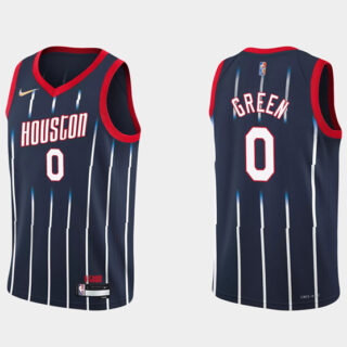 Men's Houston Rockets #0 Jalen Green 2021 22 City Edition 75th Anniversary Navy Stitched Basketball Jersey