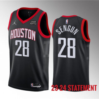 Men's Houston Rockets #28 Alperen Sengun Black 2023 Statement Edition Stitched Basketball Jersey