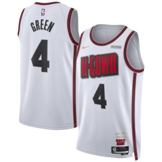 Men's Houston Rockets #4 Jalen Green White 2024 25 City Edition Stitched Jersey