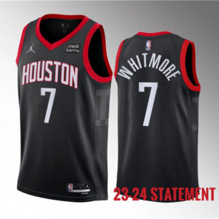 Men's Houston Rockets #7 Cam Whitmore Black 2023 Draft Statement Edition Stitched Basketball Jersey