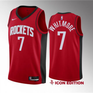 Men's Houston Rockets #7 Cam Whitmore Red 2023 Draft Icon Edition Stitched Basketball Jersey