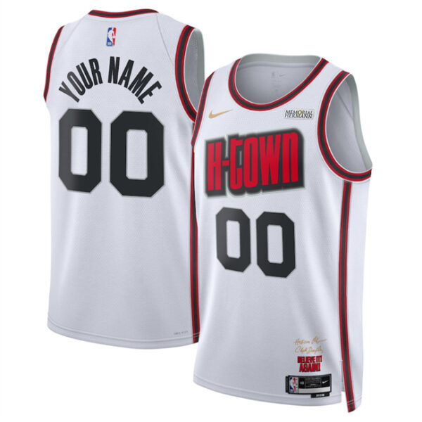 Men's Houston Rockets Actiive Player Custom White 2024 25 City Edition Stitched Jersey
