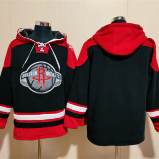 Men's Houston Rockets Blank Black Red Lace-Up Pullover Hoodie