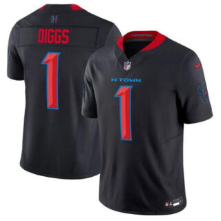 Men's Houston Texans #1 Stefon Diggs Navy 2024 2nd Alternate F.U.S.E Vapor Stitched Jersey