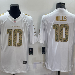 Men's Houston Texans #10 Davis Mills White Camo Salute To Service Limited Stitched Jersey
