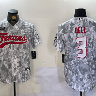 Men's Houston Texans #3 Tank Dell Camo With Patch Cool Base Stitched Baseball Jersey