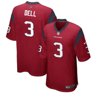 Men's Houston Texans #3 Tank Dell Red Stitched Game Football Jersey