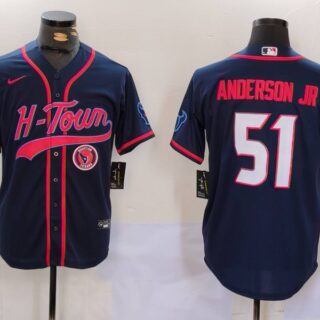 Men's Houston Texans #51 Will Anderson Jr. Navy With Patch Cool Base Stitched Baseball Jerseys