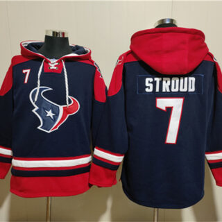 Men's Houston Texans #7 C.J. Stroud Navy Ageless Must-Have Lace-Up Pullover Hoodie