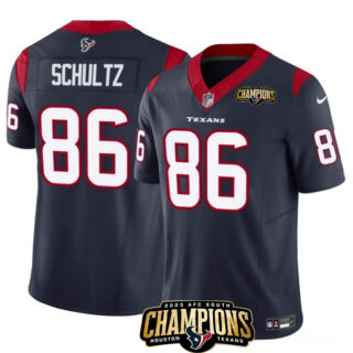 Men's Houston Texans #86 Dalton Schultz Navy 2023 F.U.S.E. AFC South Champions Patch Vapor Untouchable Limited Stitched Football Jersey