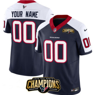 Men's Houston Texans Active Player Custom Navy White 2023 F.U.S.E. AFC South Champions Patch Limited Stitched Football Jersey