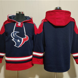 Men's Houston Texans Blank Navy Ageless Must-Have Lace-Up Pullover Hoodie