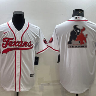 Men's Houston Texans White Team Big Logo With Patch Cool Base Stitched Baseball Jersey
