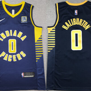 Men's Indiana Pacers #0 Tyrese Haliburton Navy Icon Edition Stitched Basketball Jersey