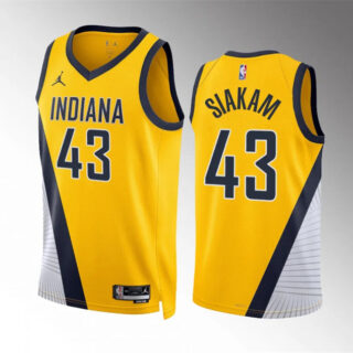 Men's Indiana Pacers #43 Pascal Siakam Yelllow Statement Edition Stitched Basketball Jersey