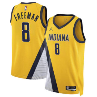 Men's Indiana Pacers #8 Enrique Freeman Yelllow 2024 Draft Statement Edition Stitched Basketball Jersey