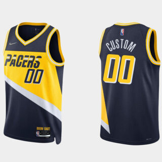 Men's Indiana Pacers Active Player Custom 2021 22 Navy City Edition 75th Anniversary Stitched Basketball Jersey