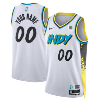 Men's Indiana Pacers Active Player Custom White 2024 25 City Edition Stitched Basketball Jersey