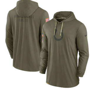 Men's Indianapolis Colts 2022 Olive Salute To Service Tonal Pullover Hoodie