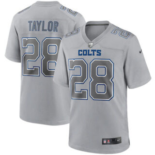 Men's Indianapolis Colts #28 Jonathan Taylor Gray Atmosphere Fashion Stitched Game Jersey