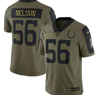 Men's Indianapolis Colts #56 Quenton Nelson 2021 Olive Salute To Service Limited
