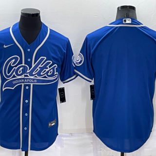 Men's Indianapolis Colts Blank Royal Cool Base Stitched Baseball Jersey