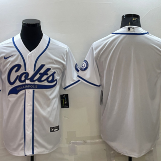Men's Indianapolis Colts Blank White Cool Base Stitched Baseball Jersey