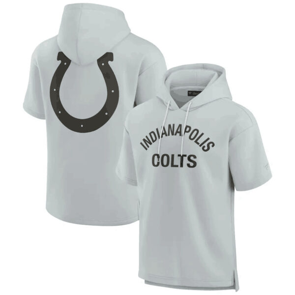 Men's Indianapolis Colts Gray Super Soft Fleece Short Sleeve Hoodie