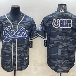 Men's Indianapolis Colts Grey Camo Team Big Logo With Patch Cool Base Stitched Baseball Jersey