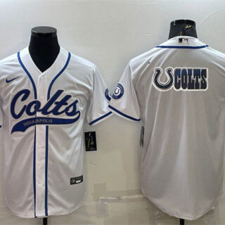 Men's Indianapolis Colts White Team Big Logo With Patch Cool Base Stitched Baseball Jersey