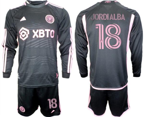 Men's Inter Miami CF #18 Jordialba 2023 24 Black Away Soccer Jersey Suit