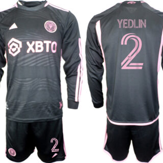 Men's Inter Miami CF #2 Yedlyn 2023 24 Black Away Soccer Jersey Suit