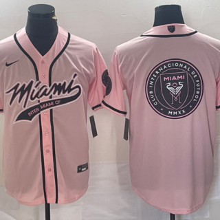 Men's Inter Miami CF Pink Team Big Logo Cool Base Stitched Jersey