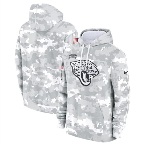 Men's Jacksonville Jaguars 2024 Arctic Camo Salute To Service Club Fleece Pullover Hoodie